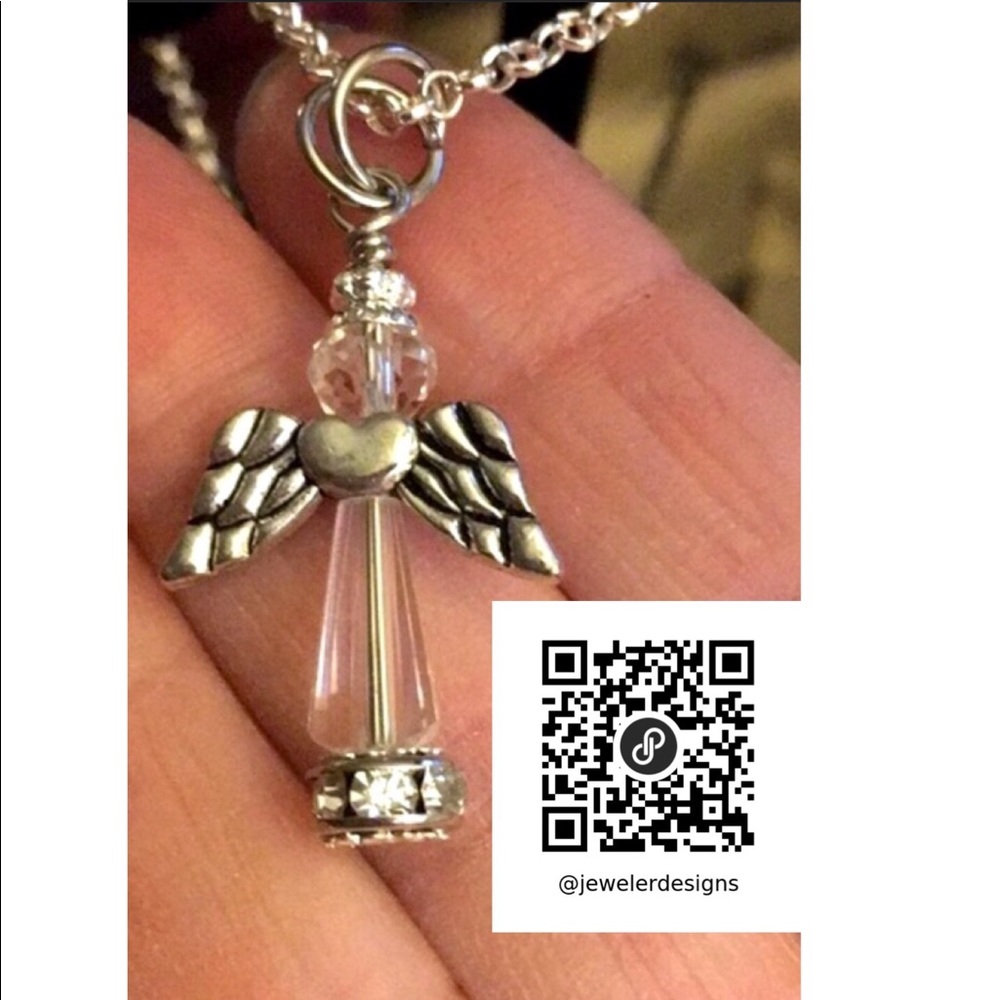 Angel Pendant made with 1950's antique crystal